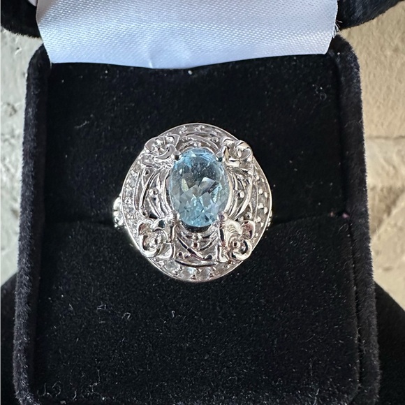Victoria Wieck Aquamarine Ring. Set in Sterling Silver. Size 7 - Picture 2 of 9